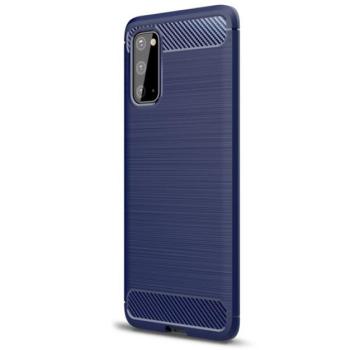 Szilikon telefonvédő (közepesen ütésálló, légpárnás sarok, szálcsiszolt, karbon minta) SÖTÉTKÉK Samsung Galaxy S20 (SM-G980F), Samsung Galaxy S20 5G (SM-G981U) kép
