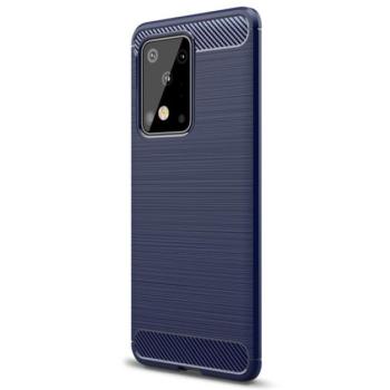 Szilikon telefonvédő (közepesen ütésálló, légpárnás sarok, szálcsiszolt, karbon minta) SÖTÉTKÉK Samsung Galaxy S20 Ultra (SM-G988F), Samsung Galaxy S20 Ultra 5G (SM-G988B) kép