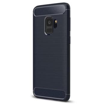 Szilikon telefonvédő (közepesen ütésálló, légpárnás sarok, szálcsiszolt, karbon minta) SÖTÉTKÉK Samsung Galaxy S9 (SM-G960) kép