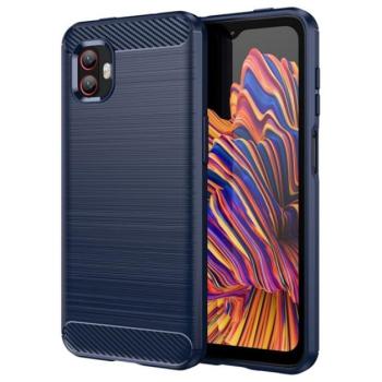 Szilikon telefonvédő (közepesen ütésálló, légpárnás sarok, szálcsiszolt, karbon minta) SÖTÉTKÉK Samsung Galaxy Xcover 6 Pro (SM-G736) kép