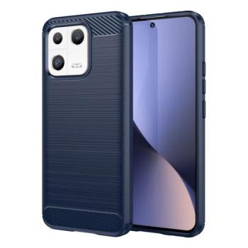 Szilikon telefonvédő (közepesen ütésálló, légpárnás sarok, szálcsiszolt, karbon minta) SÖTÉTKÉK Xiaomi 13 kép