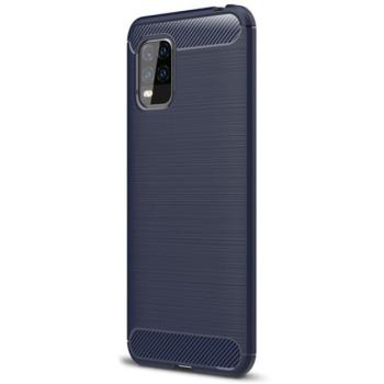 Szilikon telefonvédő (közepesen ütésálló, légpárnás sarok, szálcsiszolt, karbon minta) SÖTÉTKÉK Xiaomi Mi 10 Lite 5G kép