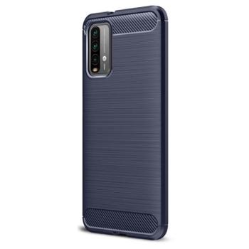 Szilikon telefonvédő (közepesen ütésálló, légpárnás sarok, szálcsiszolt, karbon minta) SÖTÉTKÉK Xiaomi Poco M3 kép