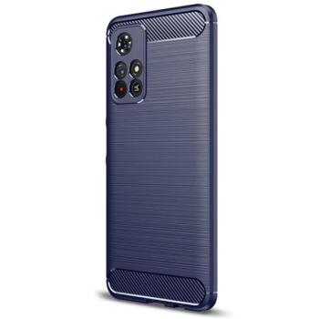 Szilikon telefonvédő (közepesen ütésálló, légpárnás sarok, szálcsiszolt, karbon minta) SÖTÉTKÉK Xiaomi Redmi Note 11 5G, Xiaomi Redmi Note 11T 5G, Xiaomi Poco M4 Pro 5G kép