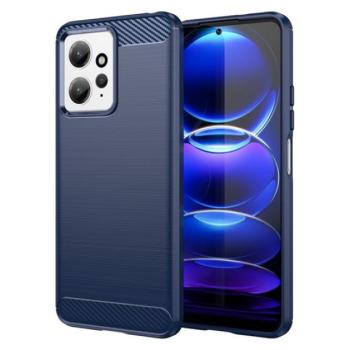 Szilikon telefonvédő (közepesen ütésálló, légpárnás sarok, szálcsiszolt, karbon minta) SÖTÉTKÉK Xiaomi Redmi Note 12 4G kép