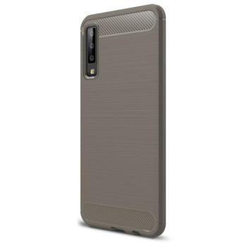 Szilikon telefonvédő (közepesen ütésálló, légpárnás sarok, szálcsiszolt, karbon minta) SZÜRKE Samsung Galaxy A7 (2018) SM-A750F kép