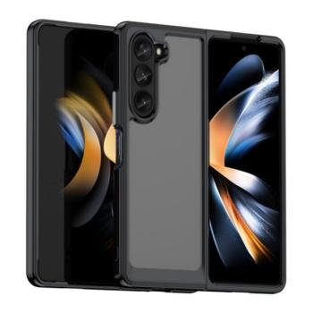 Szilikon telefonvédő (közepesen ütésálló, műanyag keret, akril hátlap, kamera védelem) FEKETE Samsung Galaxy Z Fold5 5G (SM-F946) kép