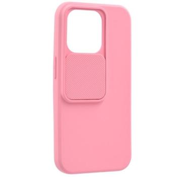 Szilikon telefonvédő (matt, mikrofiber plüss belső, kamera védelem) RÓZSASZÍN Apple iPhone 14 Pro kép