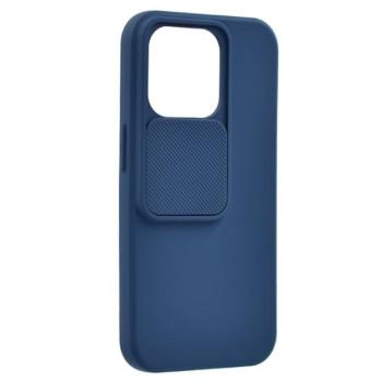 Szilikon telefonvédő (matt, mikrofiber plüss belső, kamera védelem) SÖTÉTKÉK Apple iPhone 14 Pro kép