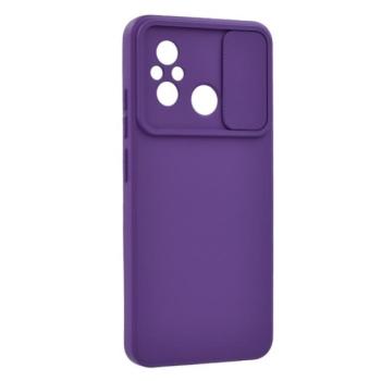 Szilikon telefonvédő (matt, mikrofiber plüss belső, kamera védelem) SÖTÉTLILA Xiaomi Redmi 12C kép