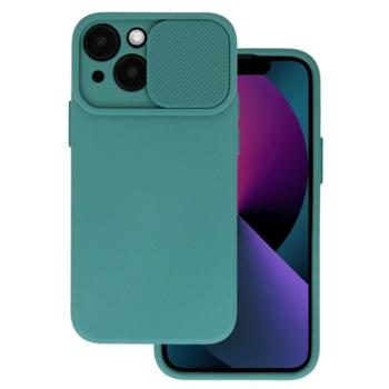 Szilikon telefonvédő (matt, mikrofiber plüss belső, kamera védelem) SÖTÉTZÖLD Apple iPhone 14 Plus kép