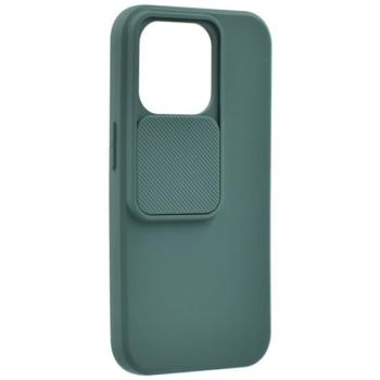 Szilikon telefonvédő (matt, mikrofiber plüss belső, kamera védelem) SÖTÉTZÖLD Apple iPhone 14 Pro kép