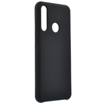 Szilikon telefonvédő (matt, mikrofiber plüss karcolásmentesítő belső, prémium) FEKETE Huawei Y6p kép