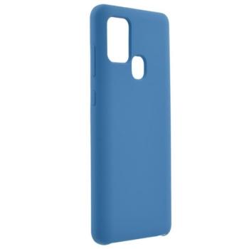 Szilikon telefonvédő (matt, mikrofiber plüss karcolásmentesítő belső, prémium) SÖTÉTKÉK Samsung Galaxy A21s (SM-A217F) kép