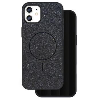 Szilikon telefonvédő (műanyag hátlap, kameravédő, MagSafe, csillogó) FEKETE Apple iPhone 11 kép