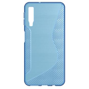 Szilikon telefonvédő (S-line, karbon minta) KÉK Samsung Galaxy A7 (2018) SM-A750F kép