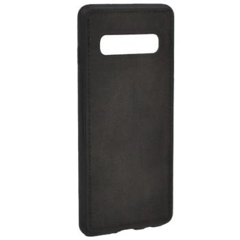Szilikon telefonvédő (szövet minta) FEKETE Samsung Galaxy S10 (SM-G973) kép