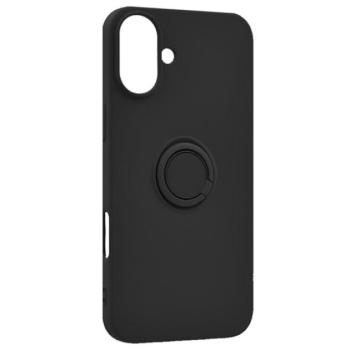 Szilikon telefonvédő (tartógyűrű, mikrofiber plüss belső, mágneses, kameravédő) FEKETE Apple iPhone 16 Plus kép