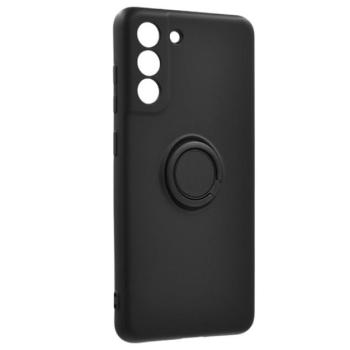 Szilikon telefonvédő (tartógyűrű, mikrofiber plüss belső, mágneses, kameravédő) FEKETE Samsung Galaxy S21 FE (SM-G990) kép