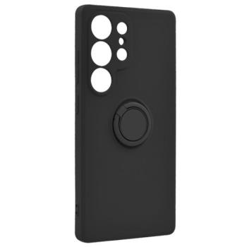 Szilikon telefonvédő (tartógyűrű, mikrofiber plüss belső, mágneses, kameravédő) FEKETE Samsung Galaxy S25 Ultra (SM-S938) kép
