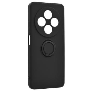 Szilikon telefonvédő (tartógyűrű, mikrofiber plüss belső, mágneses, kameravédő) FEKETE Xiaomi Redmi 14C 4G kép
