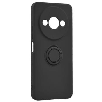 Szilikon telefonvédő (tartógyűrű, mikrofiber plüss belső, mágneses, kameravédő) FEKETE Xiaomi Redmi A3 kép