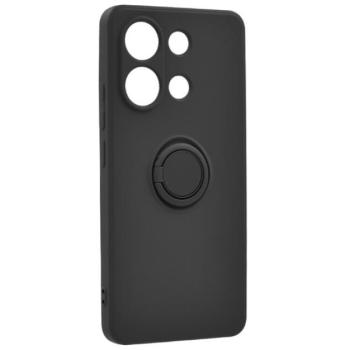 Szilikon telefonvédő (tartógyűrű, mikrofiber plüss belső, mágneses, kameravédő) FEKETE Xiaomi Redmi Note 13 4G kép