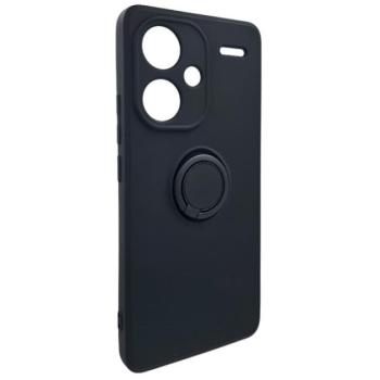 Szilikon telefonvédő (tartógyűrű, mikrofiber plüss belső, mágneses, kameravédő) FEKETE Xiaomi Redmi Note 13 Pro Plus 5G kép