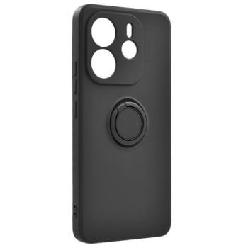 Szilikon telefonvédő (tartógyűrű, mikrofiber plüss belső, mágneses, kameravédő) FEKETE Xiaomi Redmi Note 14 4G kép