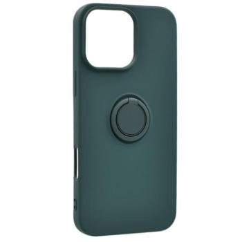 Szilikon telefonvédő (tartógyűrű, mikrofiber plüss belső, mágneses, kameravédő) SÖTÉTZÖLD Apple iPhone 16 Pro kép