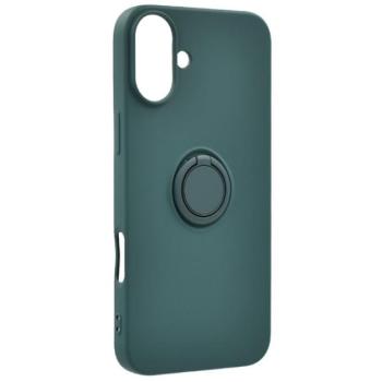 Szilikon telefonvédő (tartógyűrű, mikrofiber plüss belső, mágneses, kameravédő) SÖTÉTZÖLD Apple iPhone 16 kép