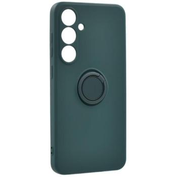 Szilikon telefonvédő (tartógyűrű, mikrofiber plüss belső, mágneses, kameravédő) SÖTÉTZÖLD Samsung Galaxy S24 FE (SM-S721) kép