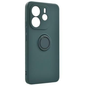 Szilikon telefonvédő (tartógyűrű, mikrofiber plüss belső, mágneses, kameravédő) SÖTÉTZÖLD Xiaomi Redmi Note 14 4G kép