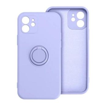 Szilikon telefonvédő (telefontartó gyűrű, mikrofiber plüss belső, beépített fémlemez, kamera védelem) LILA Apple iPhone 15 Plus kép