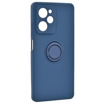 Szilikon telefonvédő (telefontartó gyűrű, mikrofiber plüss belső, beépített fémlemez, kamera védelem) SÖTÉTKÉK Xiaomi Redmi Note 12 Pro kép