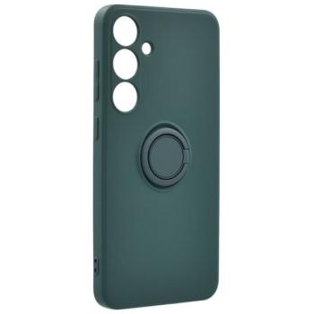 Szilikon telefonvédő (telefontartó gyűrű, mikrofiber plüss belső, beépített fémlemez, kamera védelem) SÖTÉTZÖLD Samsung Galaxy A25 5G (SM-A256) kép