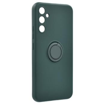 Szilikon telefonvédő (telefontartó gyűrű, mikrofiber plüss belső, beépített fémlemez, kamera védelem) SÖTÉTZÖLD Samsung Galaxy A34 5G (SM-A346) kép