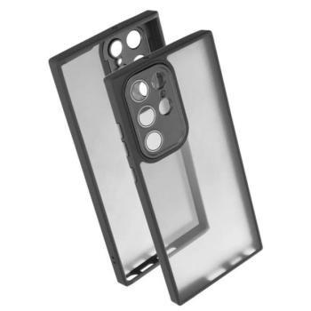 Szilikon telefonvédő (ütésállóság, akril hátlap, kameravédő) FEKETE Samsung Galaxy S22 Ultra (SM-S908) kép