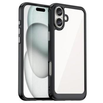 Szilikon telefonvédő (ütésállóság, átlátszó hátlap) FEKETE Apple iPhone 16 Plus kép