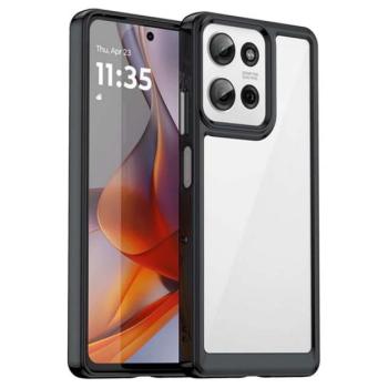 Szilikon telefonvédő (ütésállóság, átlátszó hátlap) FEKETE Motorola Moto G75 kép