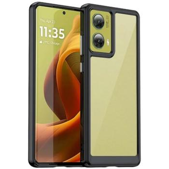 Szilikon telefonvédő (ütésállóság, átlátszó hátlap) FEKETE Motorola Moto G85 5G kép