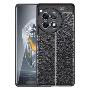 Szilikon telefonvédő (ütésállóság, bőr hatású, varrás minta) FEKETE OnePlus 12R 5g kép