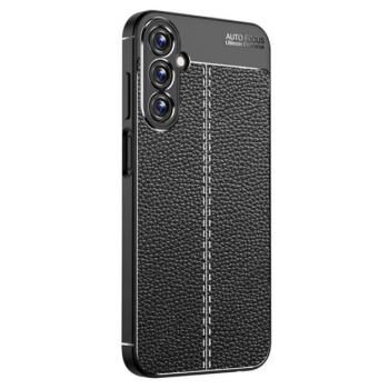 Szilikon telefonvédő (ütésállóság, bőr hatású, varrás minta) FEKETE Samsung Galaxy A15 5G (SM-A156), Galaxy A15 (SM-A155) kép