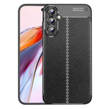 Szilikon telefonvédő (ütésállóság, bőr hatású, varrás minta) FEKETE Samsung Galaxy A35 5G (SM-A356) kép