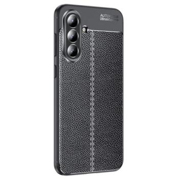 Szilikon telefonvédő (ütésállóság, bőr hatású, varrás minta) FEKETE Samsung Galaxy A36 5G (SM-A366) kép