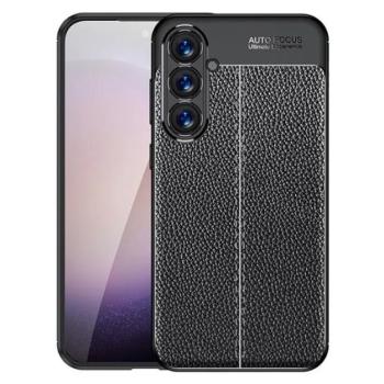 Szilikon telefonvédő (ütésállóság, bőr hatású, varrás minta) FEKETE Samsung Galaxy S24 Plus (SM-S926) kép