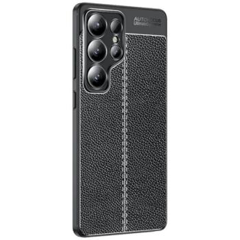 Szilikon telefonvédő (ütésállóság, bőr hatású, varrás minta) FEKETE Samsung Galaxy S25 Ultra (SM-S938) kép