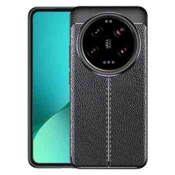 Szilikon telefonvédő (ütésállóság, bőr hatású, varrás minta) FEKETE Xiaomi 14 Ultra kép