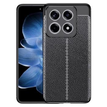 Szilikon telefonvédő (ütésállóság, bőr hatású, varrás minta) FEKETE Xiaomi 14T 5G kép