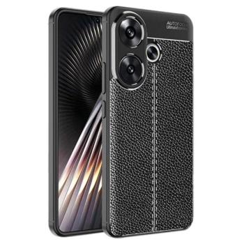 Szilikon telefonvédő (ütésállóság, bőr hatású, varrás minta) FEKETE Xiaomi Poco F6 kép